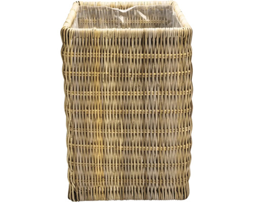 Viereckiger Pflanzkorb aus geflochtenem Material mit Kunststoffeinsatz