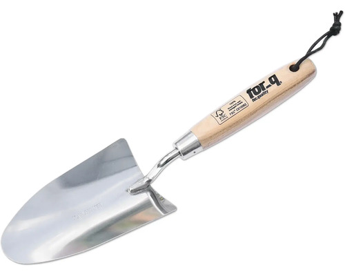 Transplantoir avec manche en bois et boucle de suspension