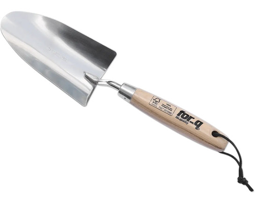 Transplantoir de jardin en acier inoxydable avec manche en bois de for_q