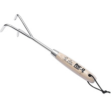 Cultivateur à main avec manche en bois et trois dents