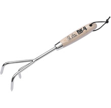 Griffe de jardin avec manche en bois et trois dents