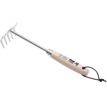 Râteau de jardin avec manche en bois et insert en métal