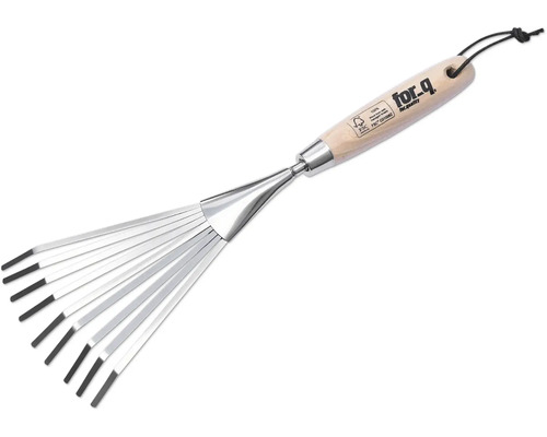 Râteau à feuilles avec manche en bois de la marque for_q