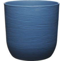 Blauer Pflanztopf mit Wellenmuster