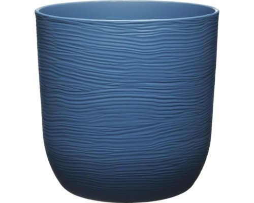 Blauer Pflanztopf mit Wellenmuster