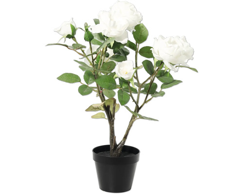 Kunstpflanze Rose im schwarzen Topf