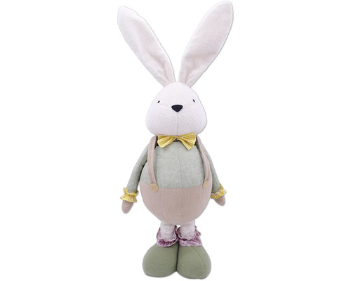Stofftier Hase mit Fliege und Hosenträgern