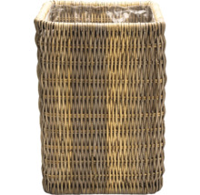 Geflochtener Übertopf aus Rattan mit Folie ausgelegt