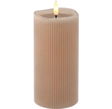 Bougie LED décorative en cire véritable avec motif rainuré