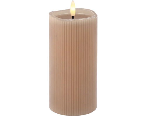 Bougie LED décorative en cire véritable avec motif rainuré