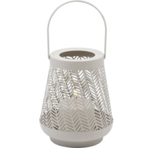 Windlicht aus Metall mit Lochmuster und Henkel