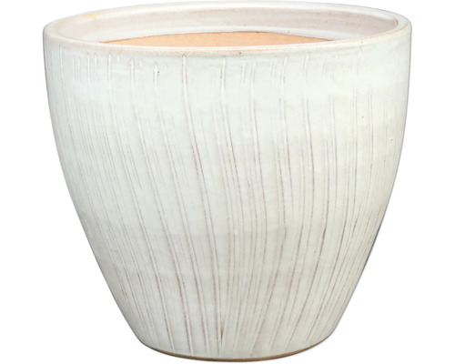 Pot de fleurs en céramique avec motif de rainures verticales