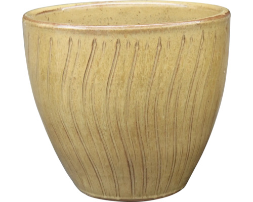 Pot de fleurs en céramique avec motif de rainures verticales