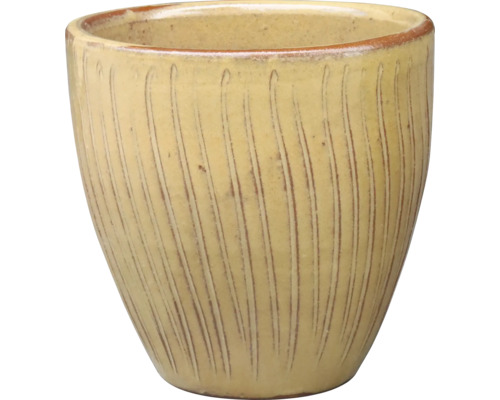 Pflanztopf Keramik glasiert Ø 26,5 cm H 25,5 cm mokka Keramik Blumentopf mit vertikalen Linien