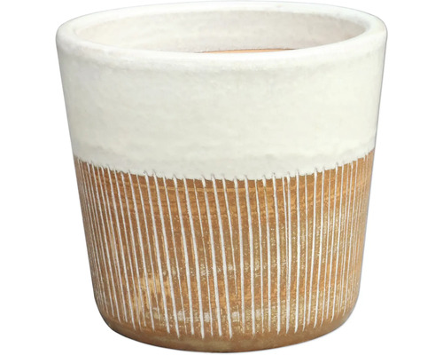 Pflanztopf Stonewash White Keramik glasiert Ø 29 cm H 26 cm weiß Dekorativer Pflanztopf für Innenräume