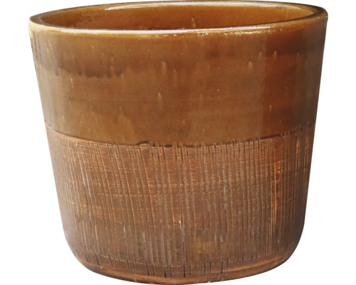 Pflanztopf Honey Stonewash Keramik glasiert Ø 47 cm H 39 cm braun Keramik Blumentopf mit strukturierter Oberfläche