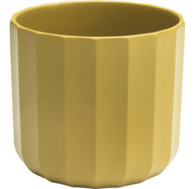 Pot de fleurs jaune avec surface côtelée