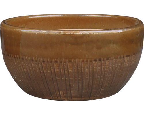 Pflanzschale Honey Stonewash Keramik glasiert Ø 34 cm H 17 cm braun Dekorative Keramikschale mit Muster