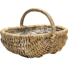 Panier tressé avec poignée et feuille plastique