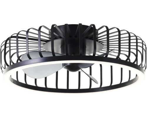 Ventilateur de plafond avec éclairage et cage métallique