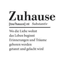 Zuhause Definition als Text für die Wandgestaltung