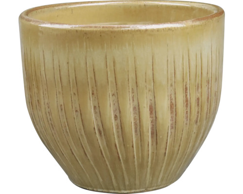 Pot de fleurs en céramique avec texture rainurée