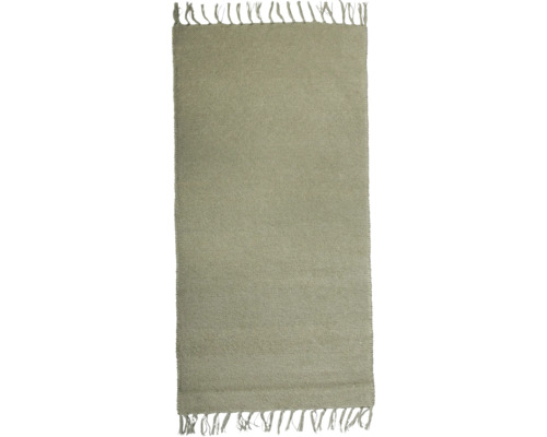 Fleckerlteppich Chenille grün 60x120 cm Teppich mit Fransen