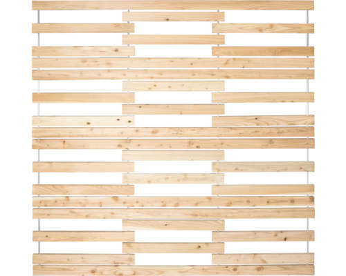 Hauptelement Alurohr Zaun Variante 2 180 x 180 cm natur Holz-Sichtschutzzaun mit horizontalen Lamellen