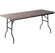 Klapptisch mit Metallgestell und Holzplatte
