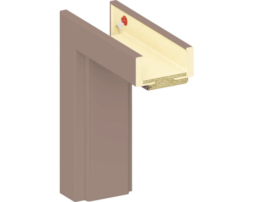 Cadre complet Pertura décor uni mocca 86x198,5x198,5x22 cm droite Vue en coupe d'un cadre de porte