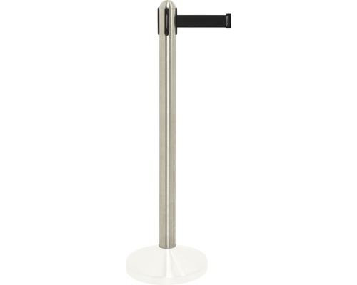 Absperrpfosten ausziehbar Edelstahl inkl. schwarzem Nylonband 205 cm (ohne Fuß) Absperrpfosten mit Gurt