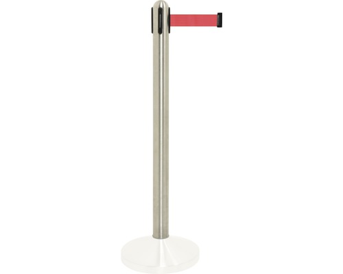 Borne extractible en acier inoxydable avec bande en nylon rouge 205 cm (sans pied) Poteau de guidage avec sangle extensible pour la gestion des visiteurs