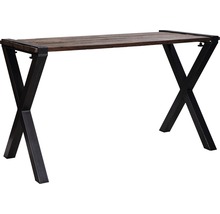 Bureau avec plateau en bois et piètement métallique en forme de X