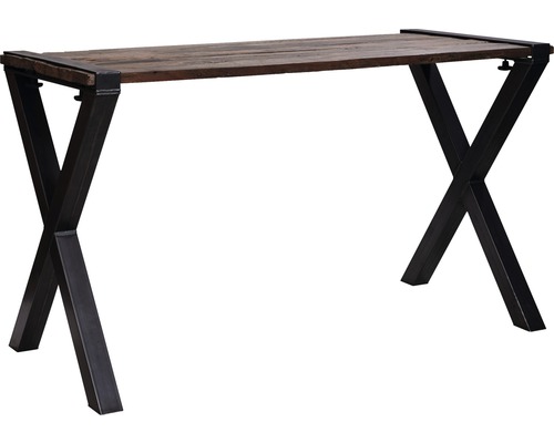 Bureau avec plateau en bois et piètement métallique en forme de X