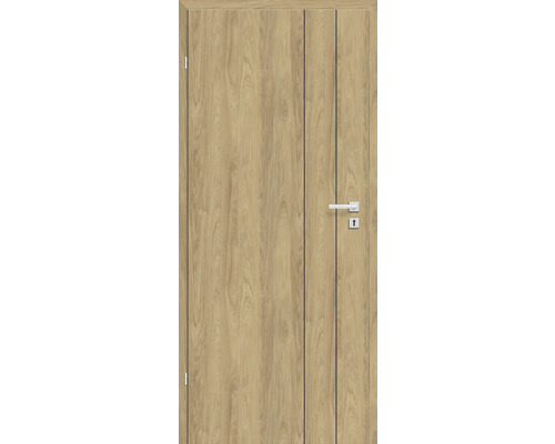 Holztür mit Türgriff und Schloss