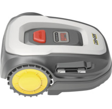 Robot tondeuse Landxcape avec écran numérique et bouton d'arrêt