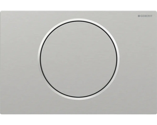 Plaque de commande GEBERIT Sigma 10 plaque acier inoxydable brossé / bouton acier inoxydable brossé 115.787.SN.5 Plaque de commande avec bouton rond Logo Geberit