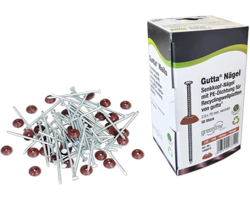 Gutta Super-S Nägel für Dachplatte rot 2,8 mm x 70 mm Pack = 50 St Gutta Nägel mit PE-Dichtung und Verpackung