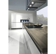 Moderne Küche mit Kücheninsel, Spüle und Dunstabzugshaube