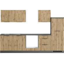 Cuisine équipée avec éléments hauts et plan de travail