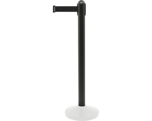 Borne extractible en acier inoxydable noir avec bande en nylon 205 cm (sans pied) Poteau de guidage avec sangle extensible pour le contrôle des personnes