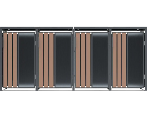 Mülltonnenbox mit Holz- und Metallelementen