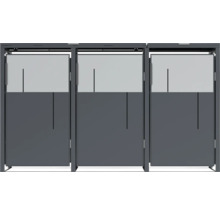 Drei graue Sichtschutzelemente für den Garten