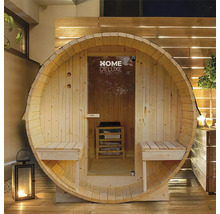 Sauna tonneau avec bancs et logo Home Deluxe