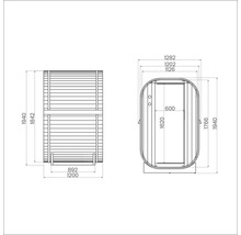 Dessin technique d'un sauna avec dimensions