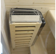 Poêle de sauna avec revêtement en bois pour montage mural