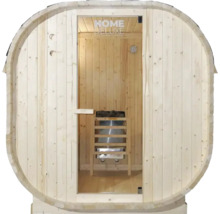 Sauna tonneau avec porte en verre et poêle de sauna
