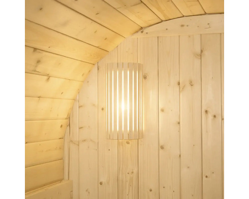Sauna en bois avec applique murale