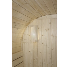 Lampe de sauna en bois sur mur en bois