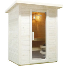 Sauna en bois avec porte en verre